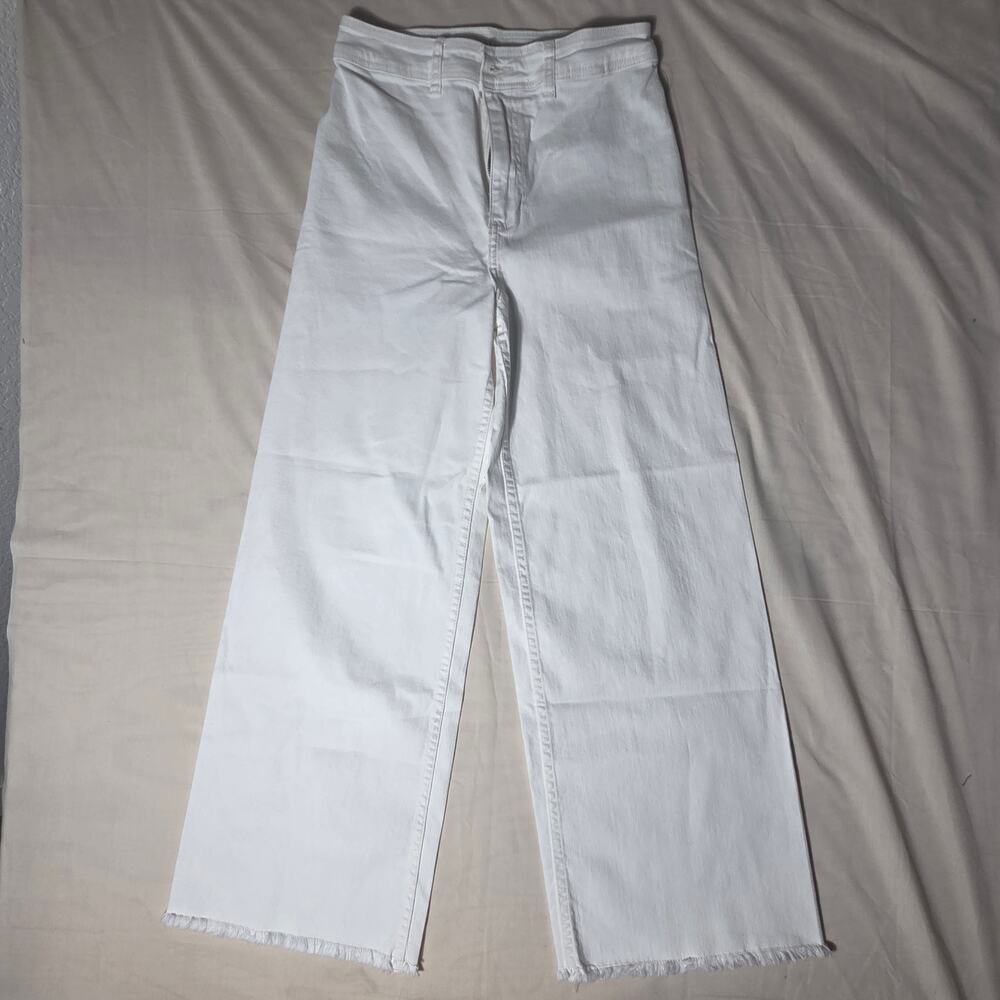Billabong Free Fall White Wide Leg Jeans Size 29 High Rise Patch Pocket Denim
